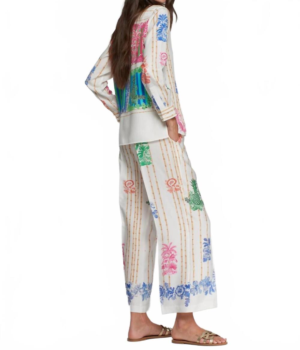 NEW VILAGALLO bambu lucia pant in white multi - Picture 3 of 5